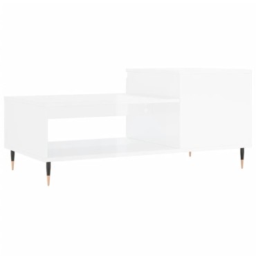 vidaXL Τραπεζάκι Σαλονιού Γυαλ. Λευκό 100x50x45cm Επεξεργ. Ξύλο 1 τεμ.