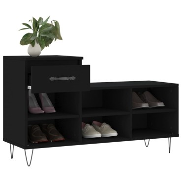vidaXL Παπουτσοθήκη Μαύρο 102x36x60cm από Επεξεργασμένο Ξύλο