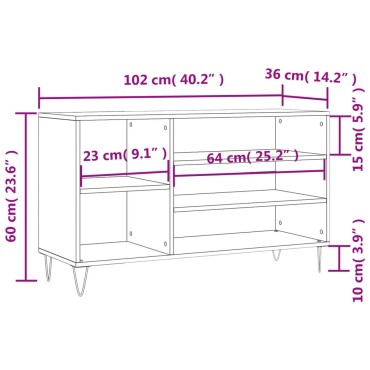 vidaXL Παπουτσοθήκη Γκρι Σκυροδέματος 102x36x60cm Επεξεργασμένο Ξύλο
