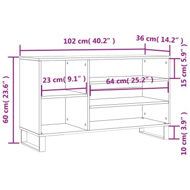vidaXL Παπουτσοθήκη Μαύρο 102x36x60cm από Επεξεργασμένο Ξύλο