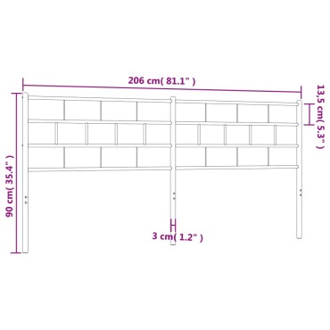 vidaXL Κεφαλάρι Μαύρο Μεταλλικό 206x3x90cm 1 τεμ.