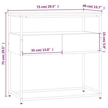 vidaXL Τραπέζι Κονσόλα Καφέ Δρυς 75x40x75cm Επεξεργασμένο Ξύλο 1 τεμ.