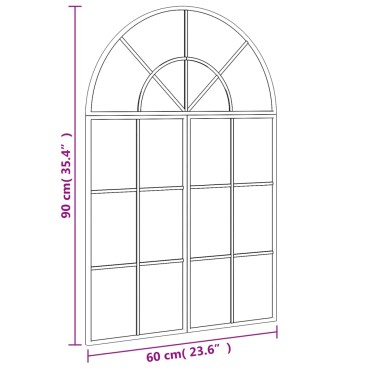 vidaXL Καθρέφτης Τοίχου Αψίδα Μαύρος 60 x 90 εκ. από Σίδερο