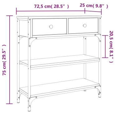 vidaXL Τραπέζι Κονσόλα Sonoma Δρυς 72,5x25x75cm Επεξεργασμένο Ξύλο 1 τεμ.