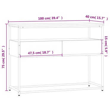 vidaXL Τραπέζι Κονσόλα Μαύρο 100x40x75cm Επεξεργασμένο Ξύλο 1 τεμ.