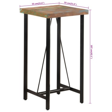 vidaXL Τραπέζι Μπαρ 55x55x107cm Μασίφ Ανακυκλωμένο Ξύλο & Σίδηρο 1 τεμ.