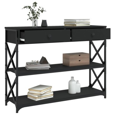 vidaXL Τραπέζι Κονσόλα Μαύρο 100x28x75cm Επεξεργασμένο Ξύλο 1 τεμ.