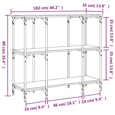 vidaXL Τραπέζι Κονσόλα Sonoma Δρυς 102x35x90cm Επεξεργασμένο Ξύλο 1 τεμ.