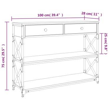 vidaXL Τραπέζι Κονσόλα Καπνιστή Δρυς 100x28x75cm Επεξεργασμένο Ξύλο 1 τεμ.