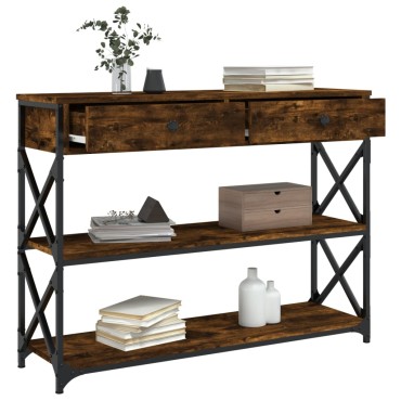 vidaXL Τραπέζι Κονσόλα Καπνιστή Δρυς 100x28x75cm Επεξεργασμένο Ξύλο 1 τεμ.