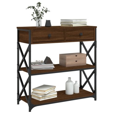 vidaXL Τραπέζι Κονσόλα Καφέ Δρυς 75x28x75cm Επεξεργασμένο Ξύλο 1 τεμ.