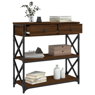 vidaXL Τραπέζι Κονσόλα Καφέ Δρυς 75x28x75cm Επεξεργασμένο Ξύλο 1 τεμ.