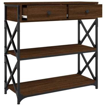 vidaXL Τραπέζι Κονσόλα Καφέ Δρυς 75x28x75cm Επεξεργασμένο Ξύλο 1 τεμ.