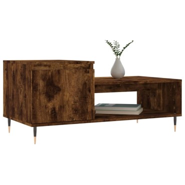 vidaXL Τραπεζάκι Σαλονιού Καπνιστή Δρυς 100x50x45cm Επεξεργασμ. Ξύλο 1 τεμ.