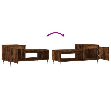 vidaXL Τραπεζάκι Σαλονιού Καπνιστή Δρυς 100x50x45cm Επεξεργασμ. Ξύλο 1 τεμ.