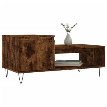 vidaXL Τραπεζάκι Σαλονιού Καπνιστή Δρυς 100x50x45cm Επεξεργασμ. Ξύλο 1 τεμ.