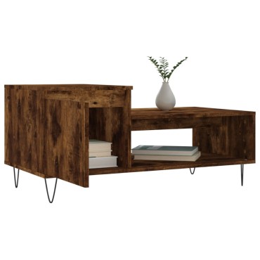 vidaXL Τραπεζάκι Σαλονιού Καπνιστή Δρυς 100x50x45cm Επεξεργασμ. Ξύλο 1 τεμ.