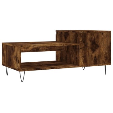 vidaXL Τραπεζάκι Σαλονιού Καπνιστή Δρυς 100x50x45cm Επεξεργασμ. Ξύλο 1 τεμ.