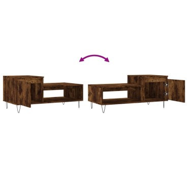 vidaXL Τραπεζάκι Σαλονιού Καπνιστή Δρυς 100x50x45cm Επεξεργασμ. Ξύλο 1 τεμ.