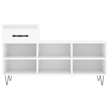 vidaXL Παπουτσοθήκη Γυαλιστερό Λευκό 102x36x60cm Επεξεργασμένο Ξύλο