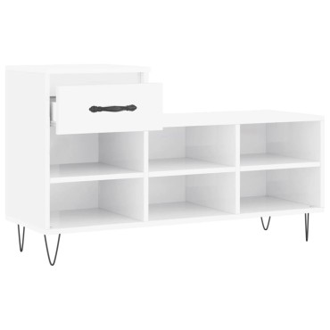 vidaXL Παπουτσοθήκη Γυαλιστερό Λευκό 102x36x60cm Επεξεργασμένο Ξύλο