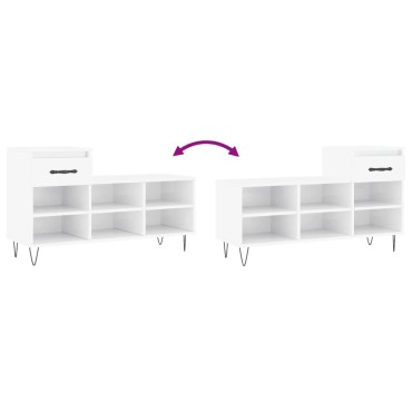vidaXL Παπουτσοθήκη Γυαλιστερό Λευκό 102x36x60cm Επεξεργασμένο Ξύλο