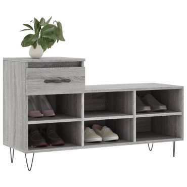 vidaXL Παπουτσοθήκη Γκρι Sonoma 102x36x60cm από Επεξεργασμένο Ξύλο