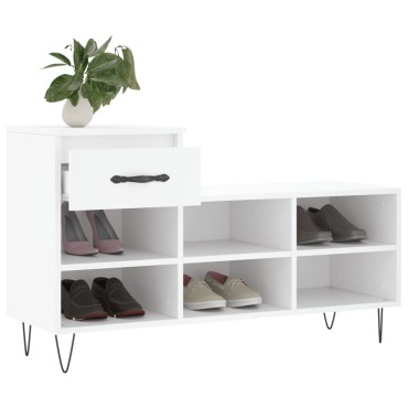 vidaXL Παπουτσοθήκη Λευκή 102x36x60cm από Επεξεργασμένο Ξύλο