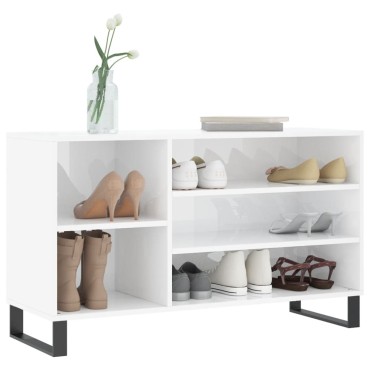 vidaXL Παπουτσοθήκη Γυαλιστερό Λευκό 102x36x60cm Επεξεργασμένο Ξύλο