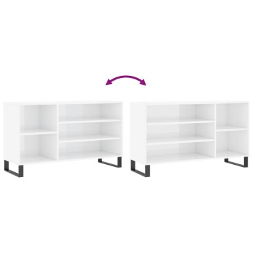 vidaXL Παπουτσοθήκη Γυαλιστερό Λευκό 102x36x60cm Επεξεργασμένο Ξύλο
