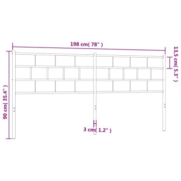 vidaXL Κεφαλάρι Μαύρο Μεταλλικό 198x3x90cm 1 τεμ.