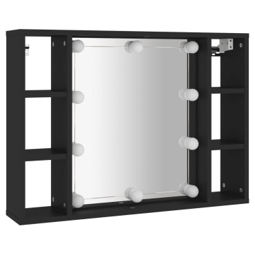 vidaXL Έπιπλο Καθρέπτη με LED Μαύρο 76x15x55cm 1 τεμ.