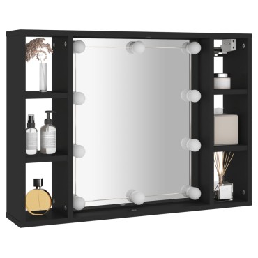 vidaXL Έπιπλο Καθρέπτη με LED Μαύρο 76x15x55cm 1 τεμ.