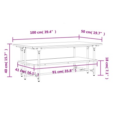 vidaXL Τραπεζάκι Σαλονιού Καφέ Δρυς100x50x40cm Επεξεργασμένο Ξύλο 1 τεμ.