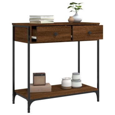 vidaXL Τραπέζι Κονσόλα Καφέ Δρυς 75x34,5x75cm Επεξεργασμένο Ξύλο 1 τεμ.