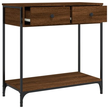 vidaXL Τραπέζι Κονσόλα Καφέ Δρυς 75x34,5x75cm Επεξεργασμένο Ξύλο 1 τεμ.