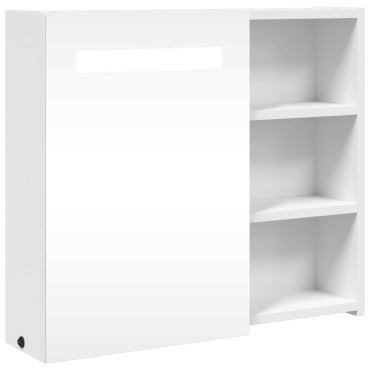 vidaXL Καθρέφτης Μπάνιου με Ντουλάπι & LED Λευκό 60x13x52cm 1 τεμ.