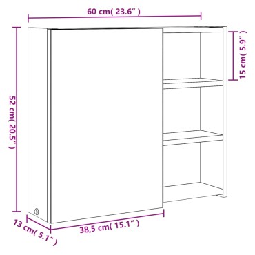vidaXL Καθρέφτης Μπάνιου με Ντουλάπι & LED Λευκό 60x13x52cm 1 τεμ.