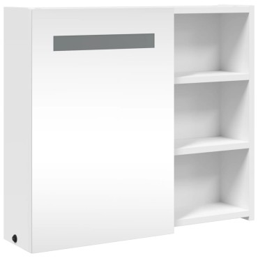 vidaXL Καθρέφτης Μπάνιου με Ντουλάπι & LED Λευκό 60x13x52cm 1 τεμ.