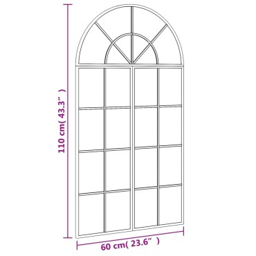 vidaXL Καθρέφτης Τοίχου Αψίδα Μαύρος 60 x 110 εκ. από Σίδερο