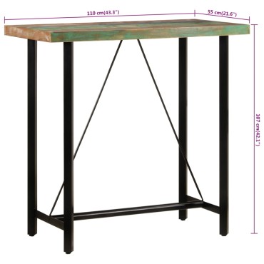 vidaXL Τραπέζι Μπαρ 110x55x107cm Μασίφ Ανακυκλωμένο Ξύλο & Σίδηρο 1 τεμ.
