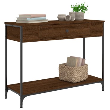 vidaXL Τραπέζι Κονσόλα Καφέ Δρυς 100x34,5x75cm Επεξεργασμένο Ξύλο 1 τεμ.
