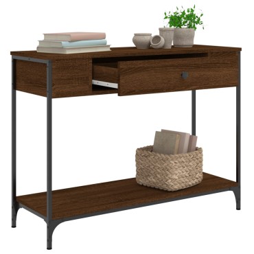 vidaXL Τραπέζι Κονσόλα Καφέ Δρυς 100x34,5x75cm Επεξεργασμένο Ξύλο 1 τεμ.
