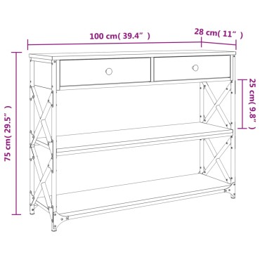 vidaXL Τραπέζι Κονσόλα Sonoma Δρυς 100x28x75cm Επεξεργασμένο Ξύλο 1 τεμ.