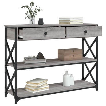 vidaXL Τραπέζι Κονσόλα Γκρι Sonoma 100x28x75cm Επεξεργασμένο Ξύλο 1 τεμ.