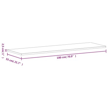 vidaXL Επιφάνεια Πάγκου Εργασίας 180x55x2,5cm από Μασίφ Ξύλο Οξιάς