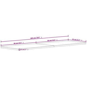 vidaXL Επιφάνεια Γραφείου 180x55x2,5cm από Μασίφ Ξύλο Οξιάς