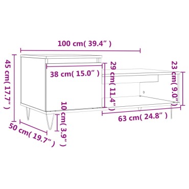 vidaXL Τραπεζάκι Σαλονιού Γυαλ. Λευκό 100x50x45cm Επεξεργ. Ξύλο 1 τεμ.