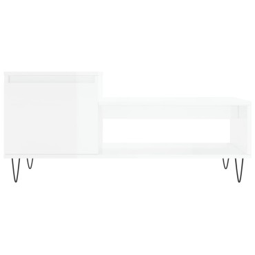 vidaXL Τραπεζάκι Σαλονιού Γυαλ. Λευκό 100x50x45cm Επεξεργ. Ξύλο 1 τεμ.
