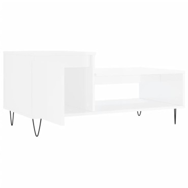 vidaXL Τραπεζάκι Σαλονιού Γυαλ. Λευκό 100x50x45cm Επεξεργ. Ξύλο 1 τεμ.